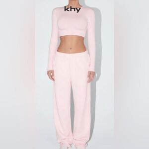 Khy by Kylie Jenner women’s medium fleece straight leg sweatpants pink new